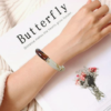 Simple Beaded Gold Bangles Bracelet Chunky Bamboo Tube Curved Stacking Clear Acrylic Colorful Beads Stretchable Gold Bracelets Set For Women - Image 3