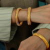 Gold Bangles for Women Chunky Stretch Bangles Bracelets Set 18K Gold Plated Stainless Steel Link Chain Bracelets Flexible Wide Wristband Bracelets Set of 3 Jewelry for Women - Image 3