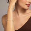 14K Gold Plated Cubic Zirconia Classic Tennis Bracelet | Gold Bracelets for Women | 4mm CZ, Size 6.5-7.5 Inch - Image 3